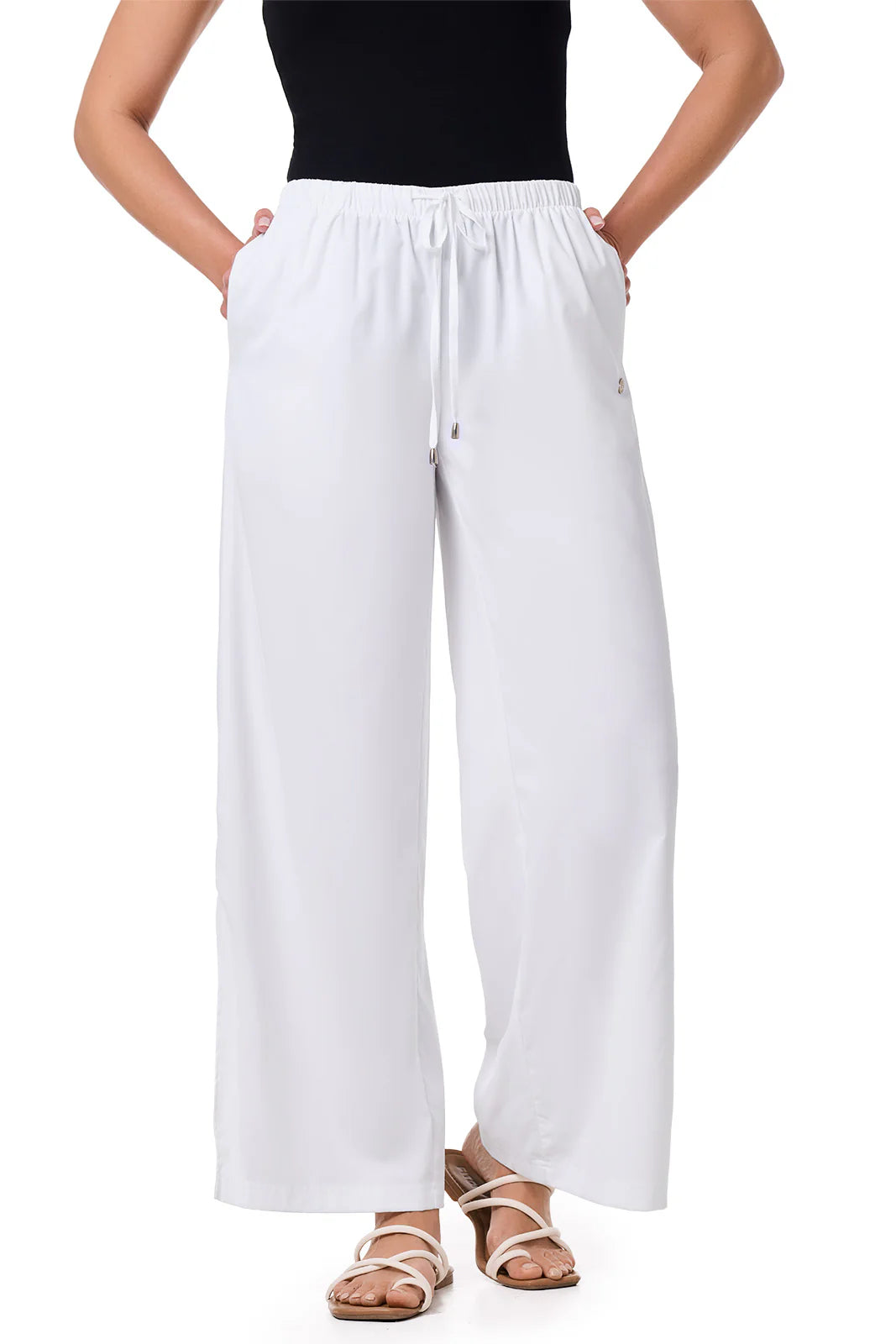 Petra Wide Leg Pant - White