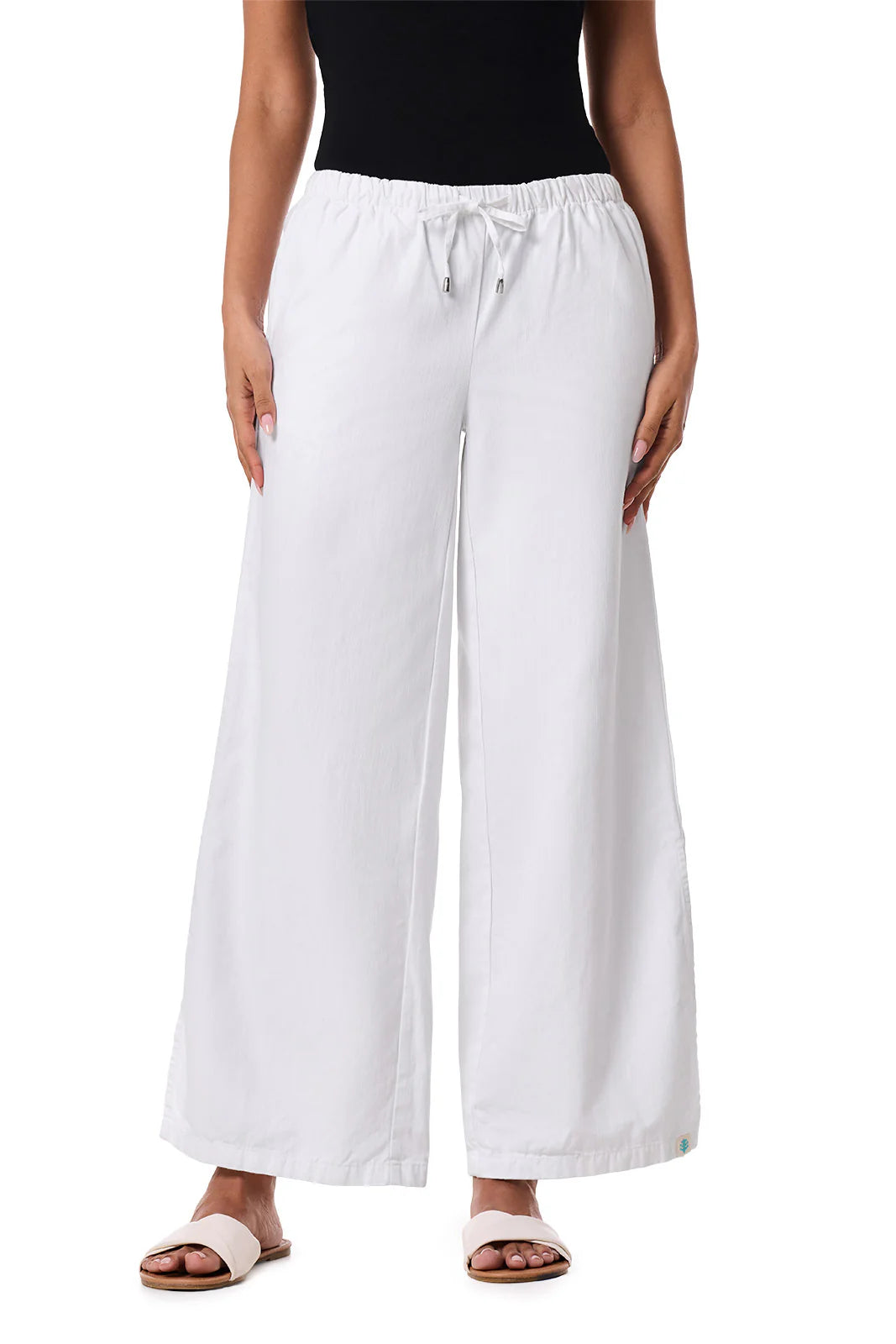 Enclave Wide Leg Pants - White Chambray