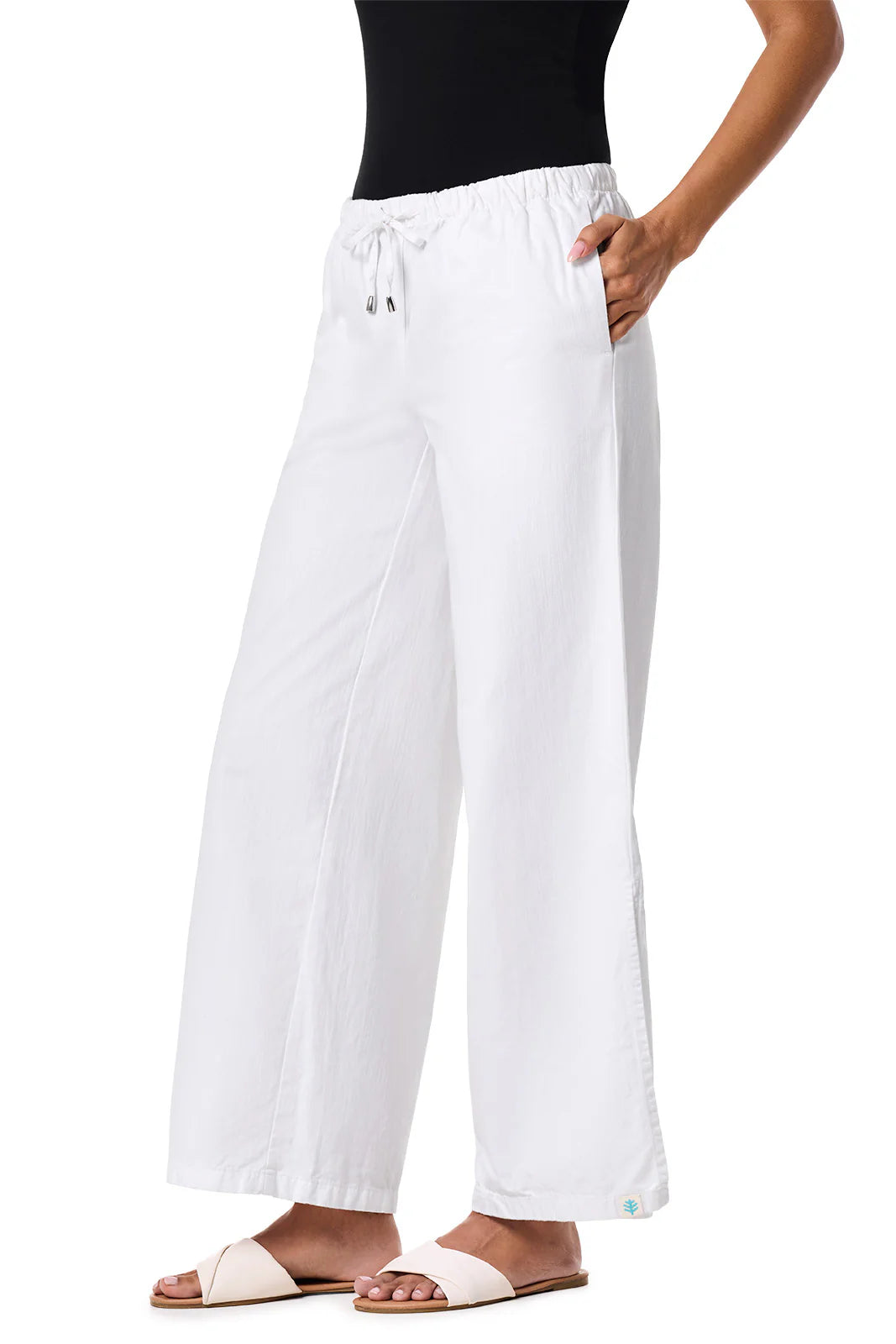 Enclave Wide Leg Pants - White Chambray