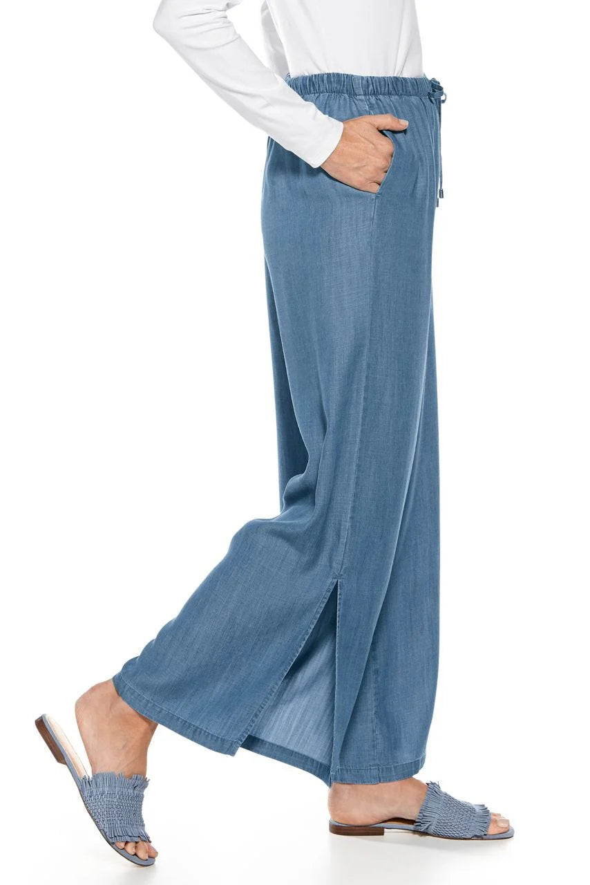 Enclave Wide Leg Pants - Light Indigo Chambray