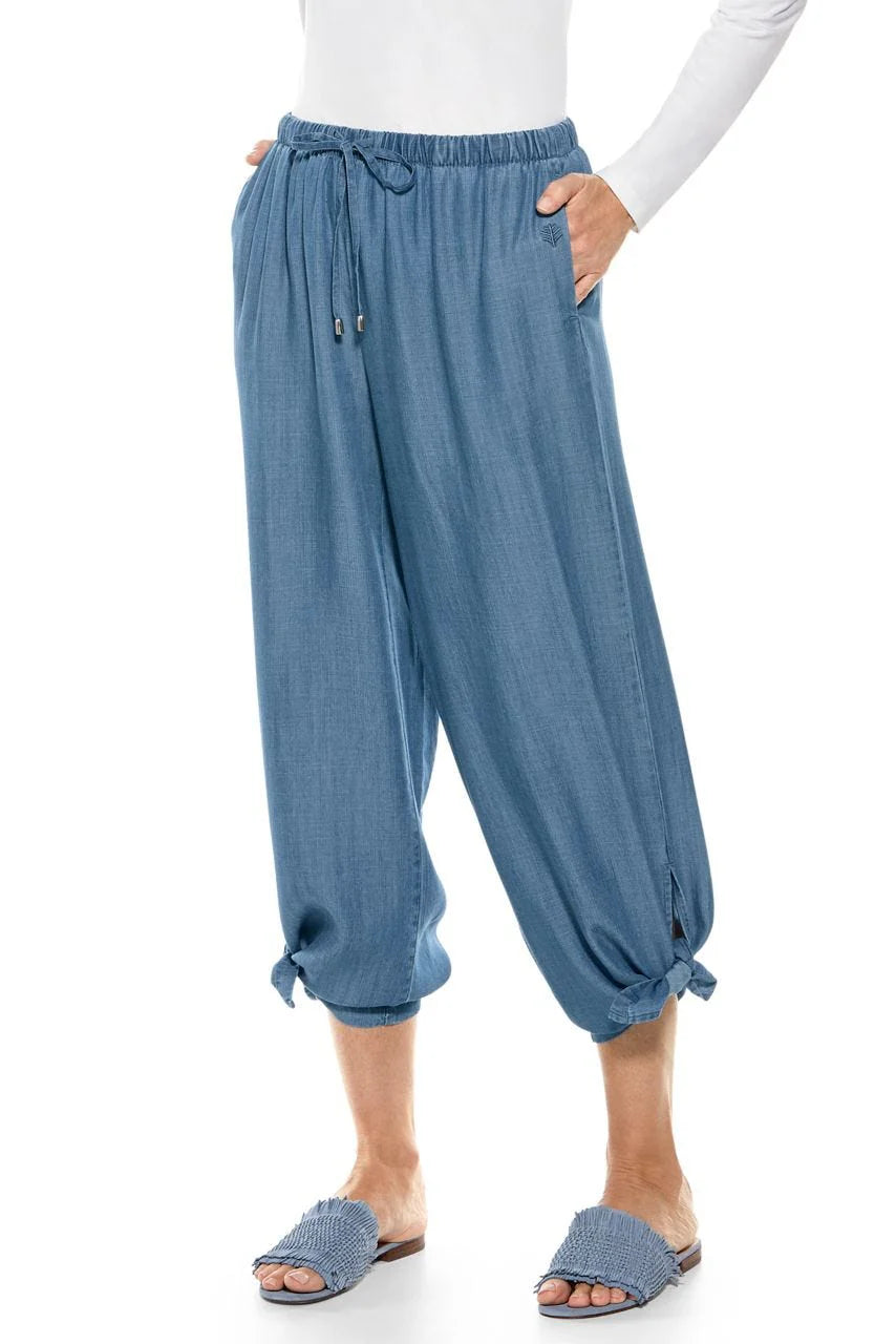 Enclave Wide Leg Pants - Light Indigo Chambray