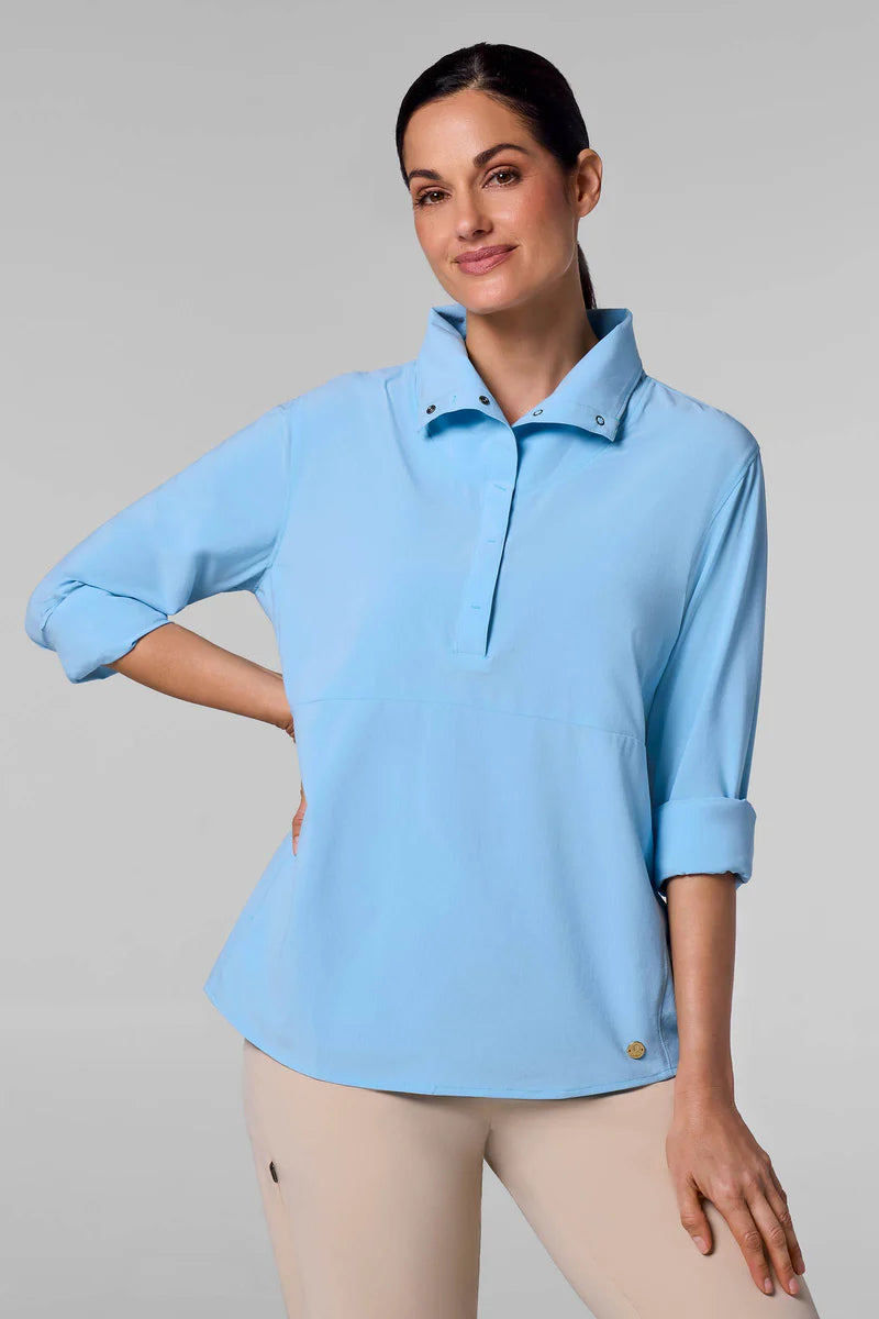 Catona Funnel Neck Tunic - Arctic Blue Shadow Stripe