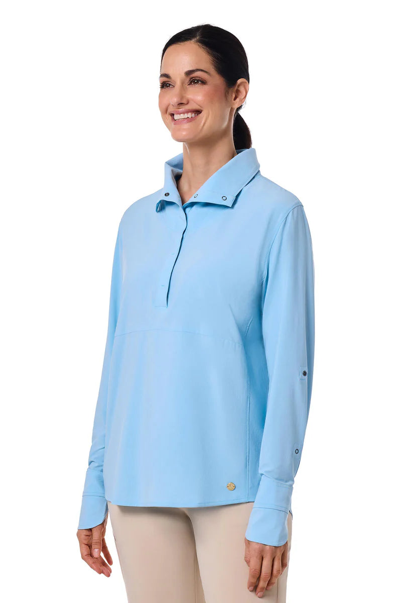Catona Funnel Neck Tunic - Arctic Blue Shadow Stripe