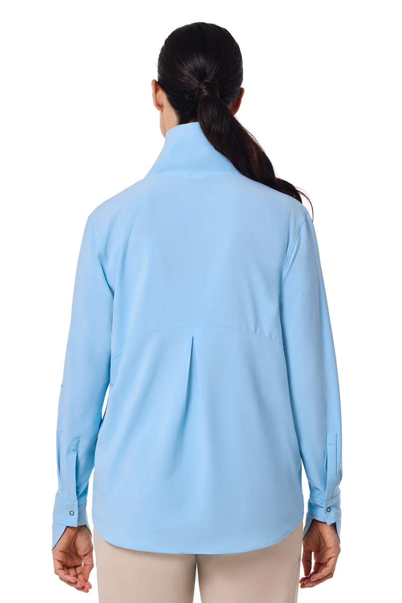 Catona Funnel Neck Tunic - Arctic Blue Shadow Stripe