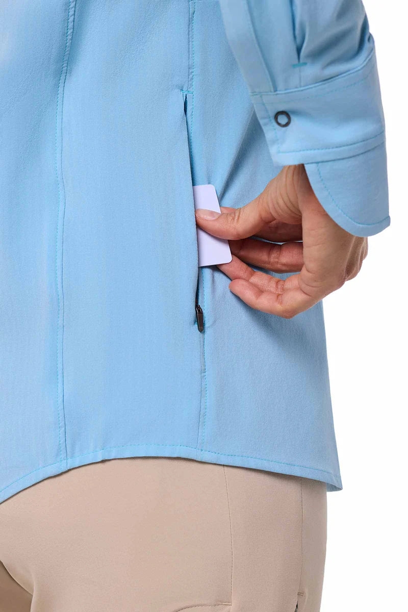 Catona Funnel Neck Tunic - Arctic Blue Shadow Stripe