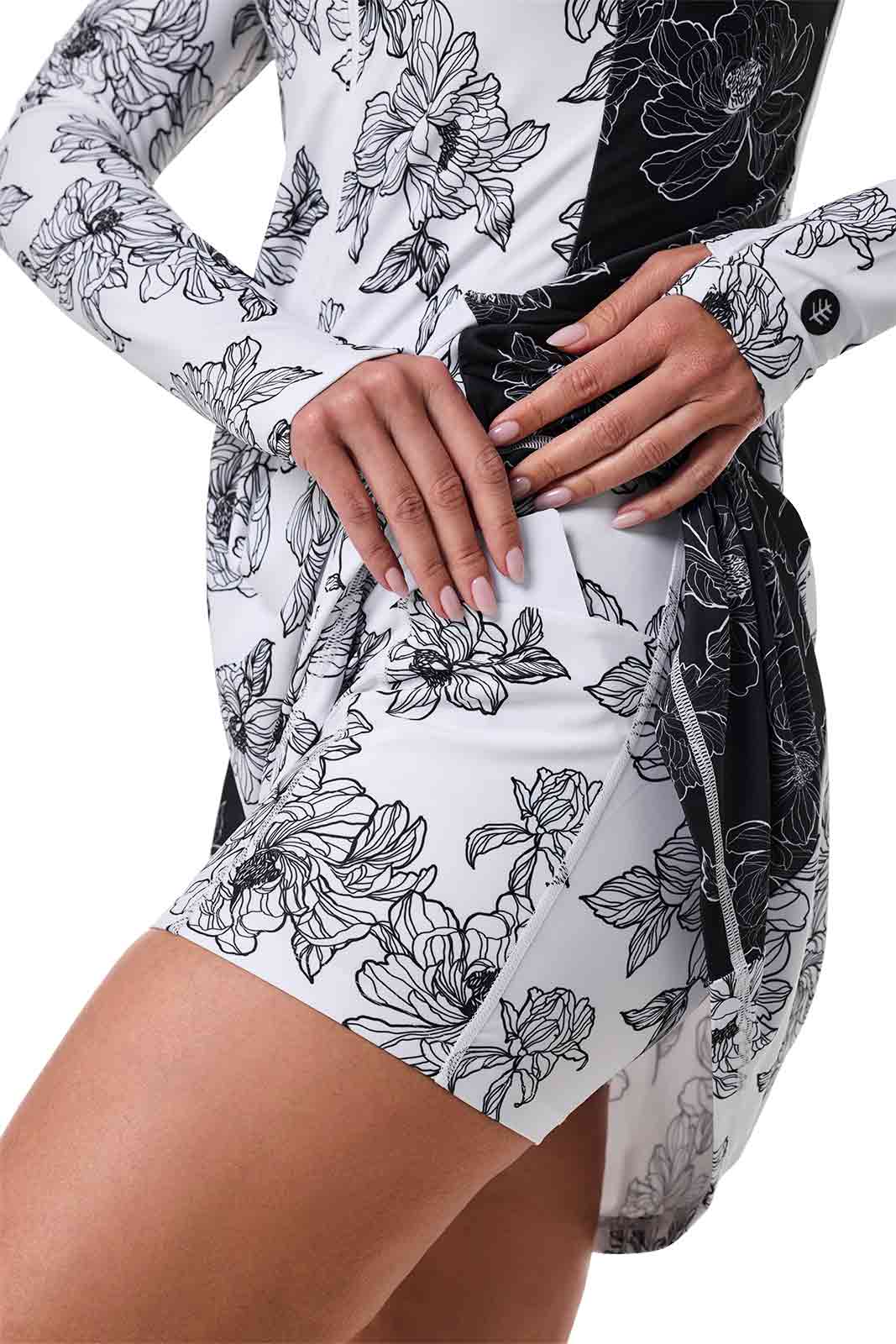 Aspen Sunrise Swim Dress - Wihte/Black Peony