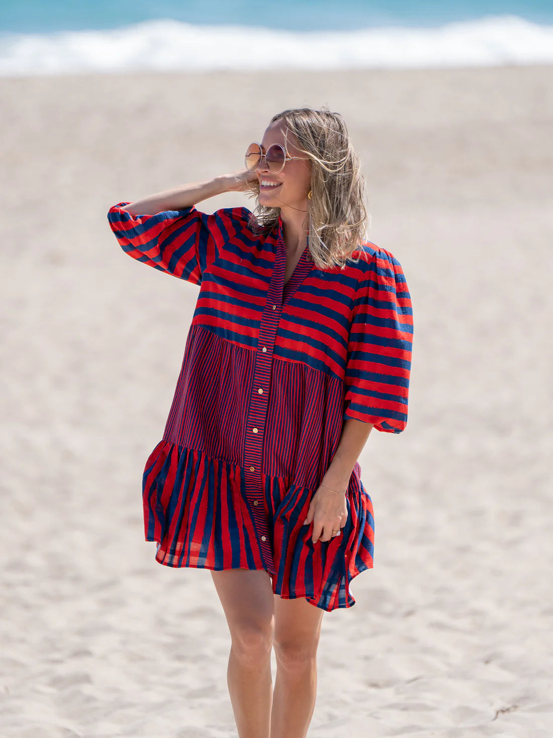 Sadie Dress - Americano Stripe