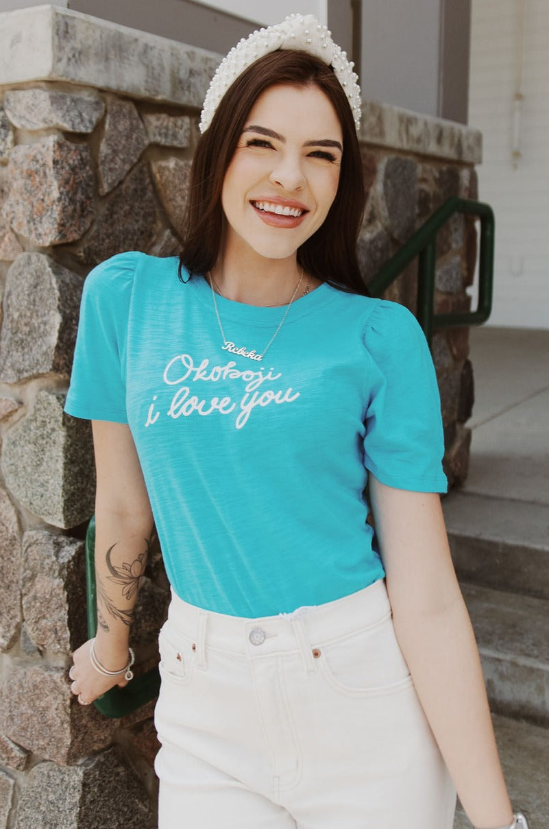 OKOBOJI I LOVE YOU PUFF SLEEVE T-SHIRT