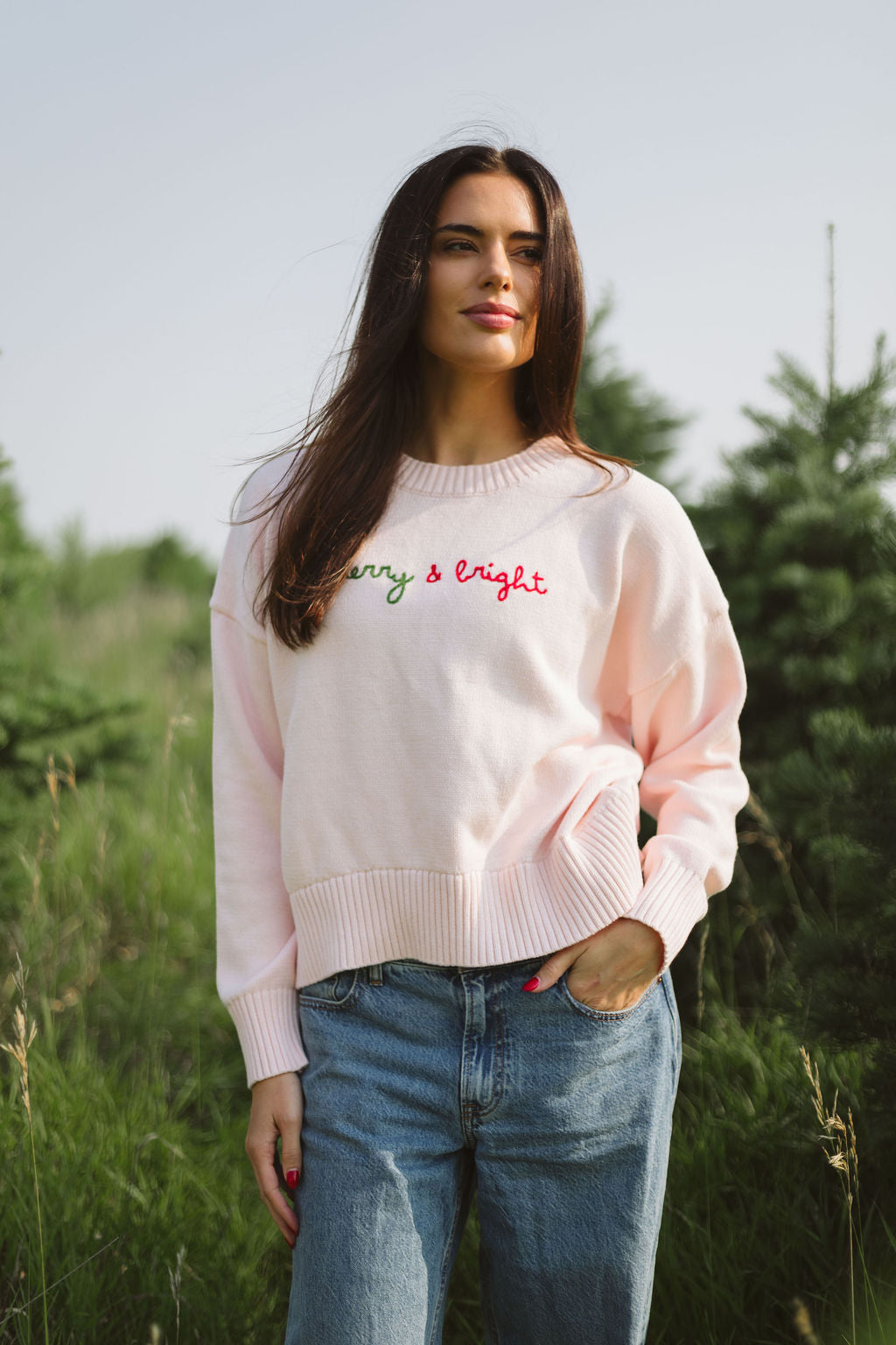 PRE-ORDER Merry & Bright Sweater - Pale Pink