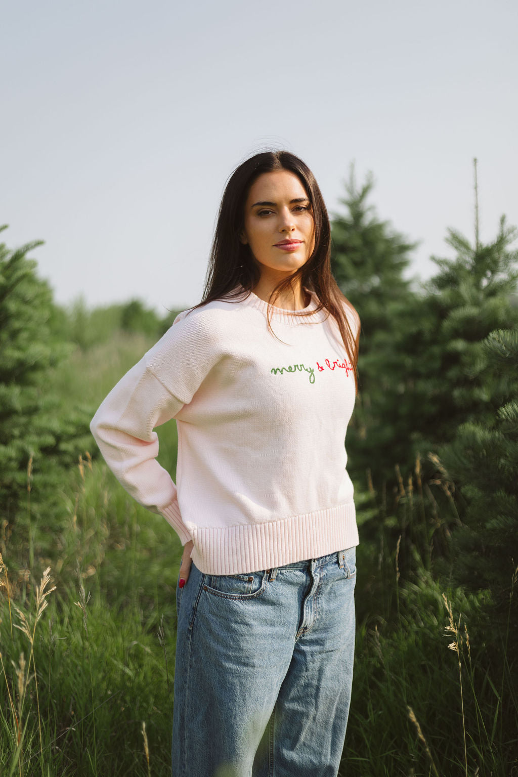 PRE-ORDER Merry & Bright Sweater - Pale Pink