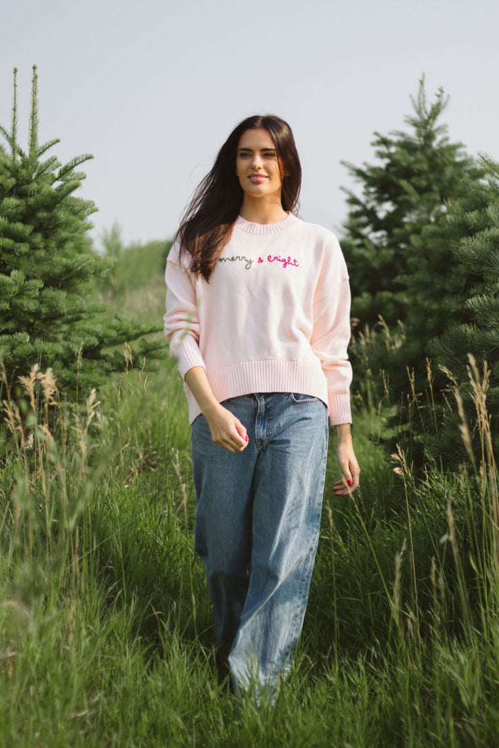 PRE-ORDER Merry & Bright Sweater - Pale Pink