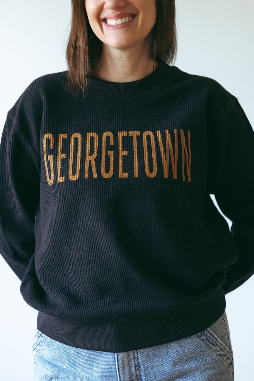 Georgetown Collegiate Black Ribbed Sweatshirt