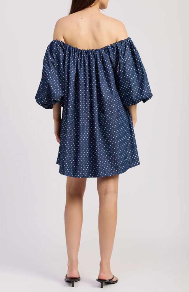 Dover Off the Shoulder Balloon Sleeve Trapeze Minidress