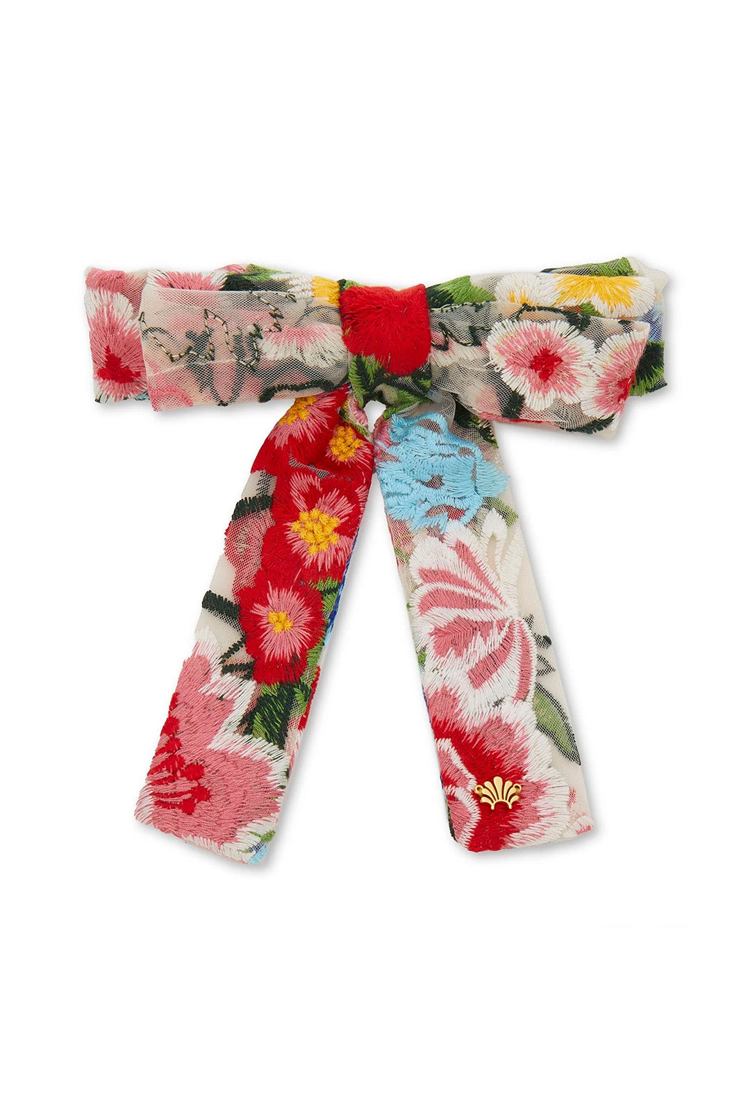 Antoinette Floral Embroidered Bow Barrette