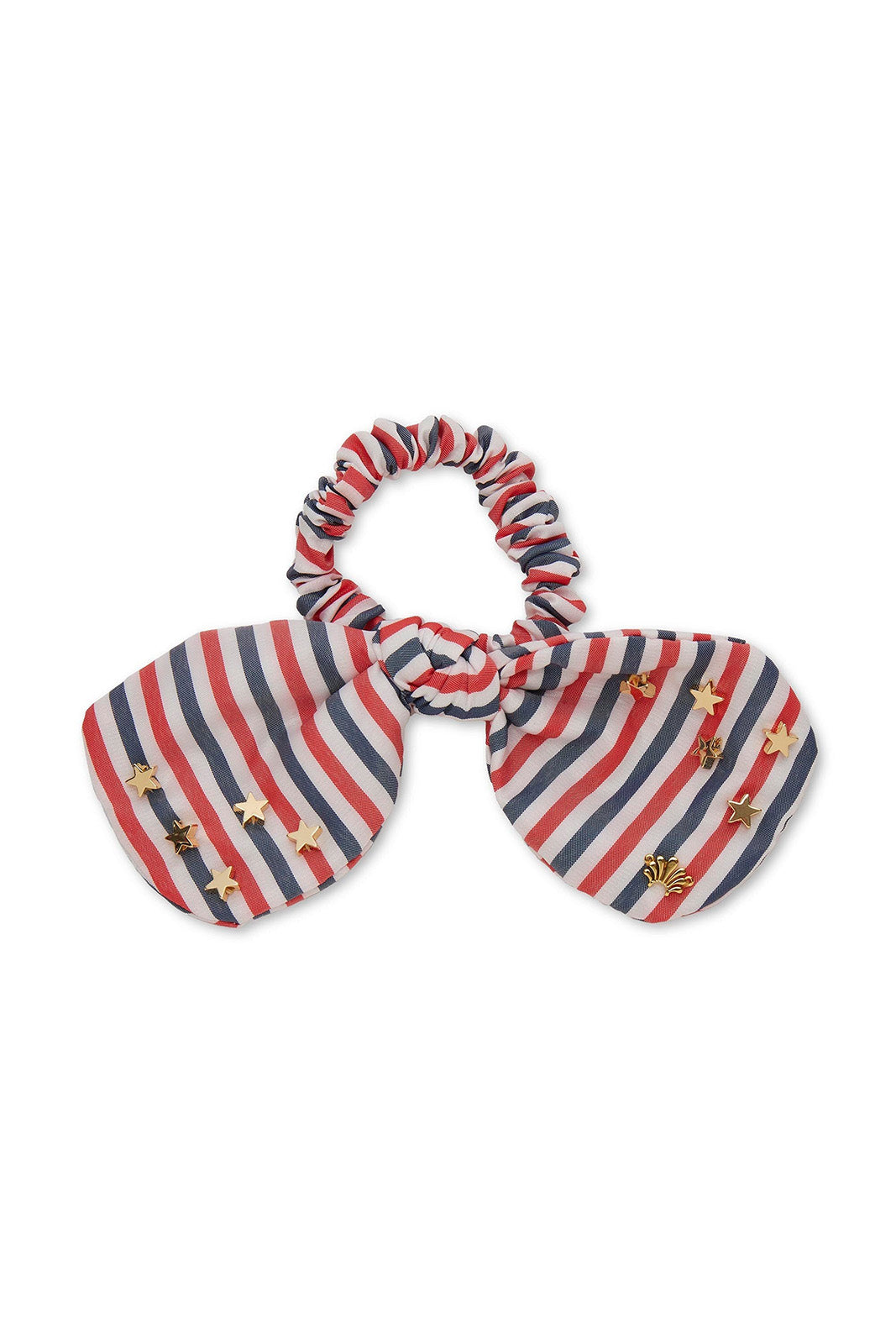 Penny Striped Cotton Embellished Bow Scrunchie