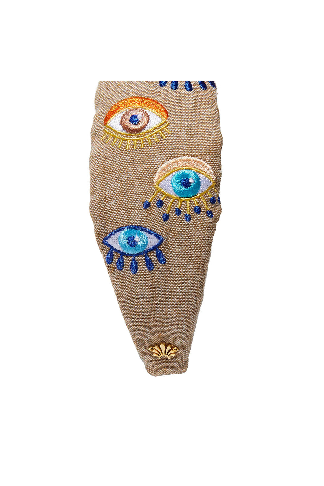 Knotted Evil Eye Embroidered Headband - Fawn