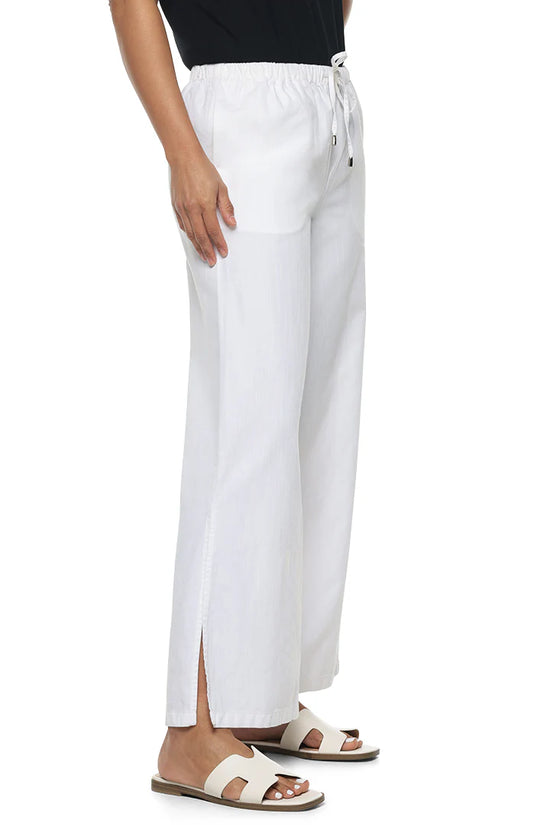 ENCLAVE WIDE LEG PANTS WHITE CHAMBRAY