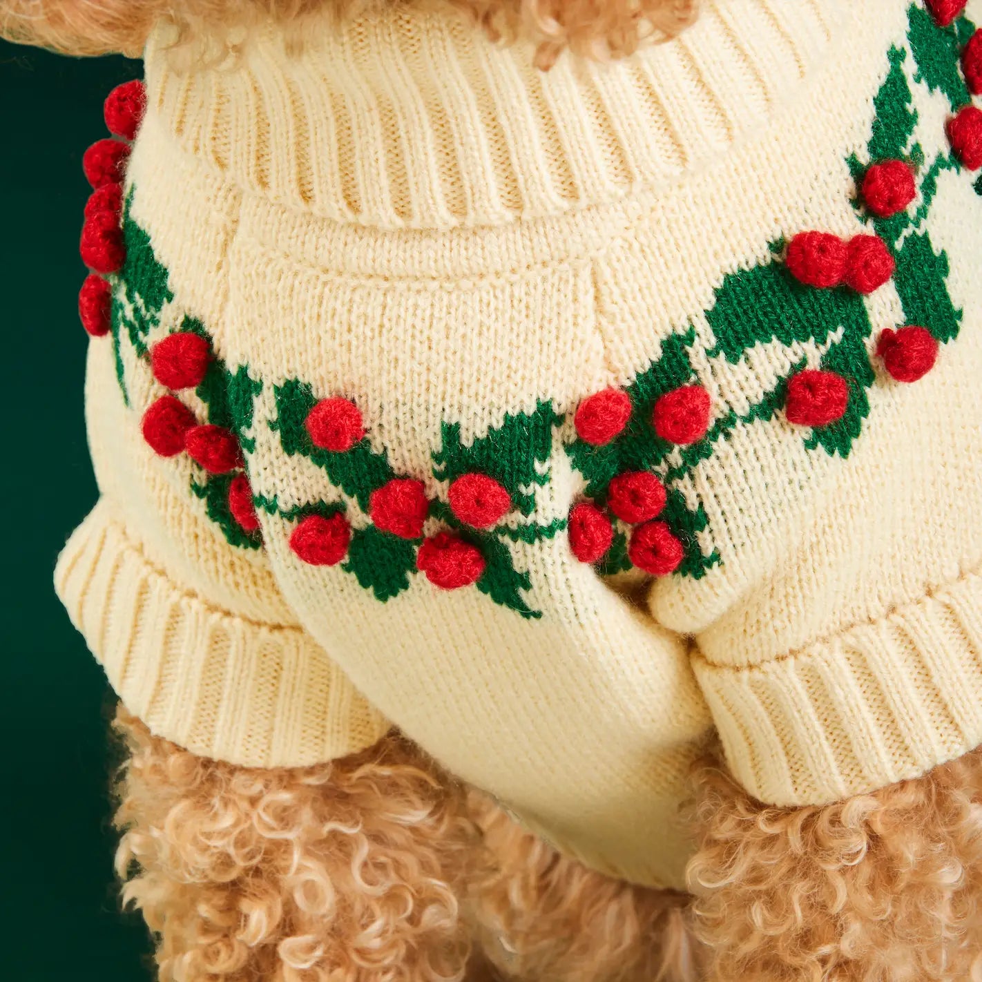 Holly Bobble Holiday Dog Sweater