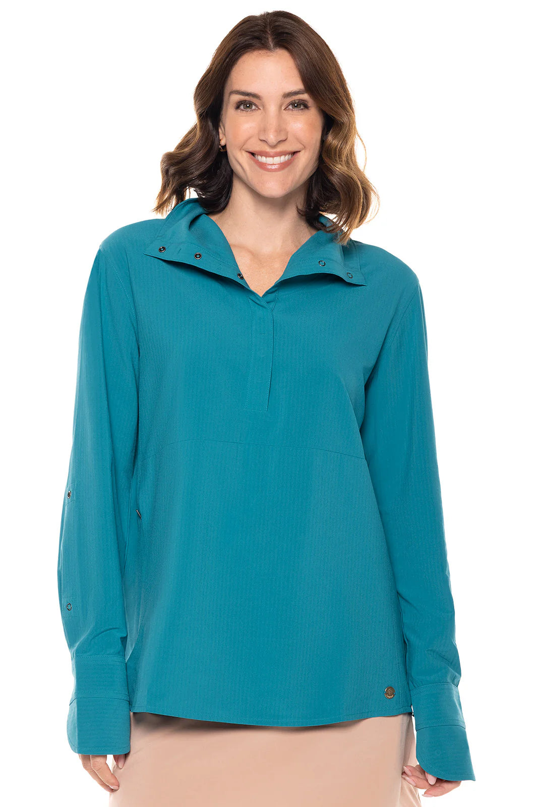 CATONA FUNNEL NECK TUNIC TOP TEAL