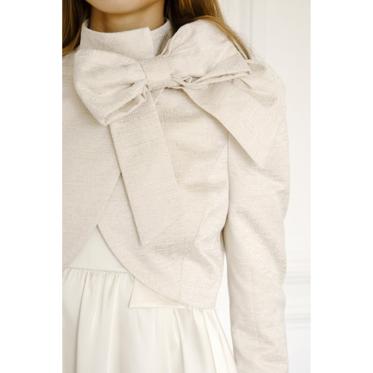 Solid Textured Bow Jacket