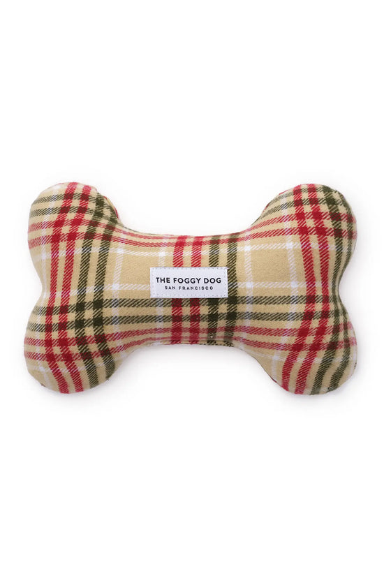 Eggnog Plaid Flannel Holiday Dog Squeaky Toy