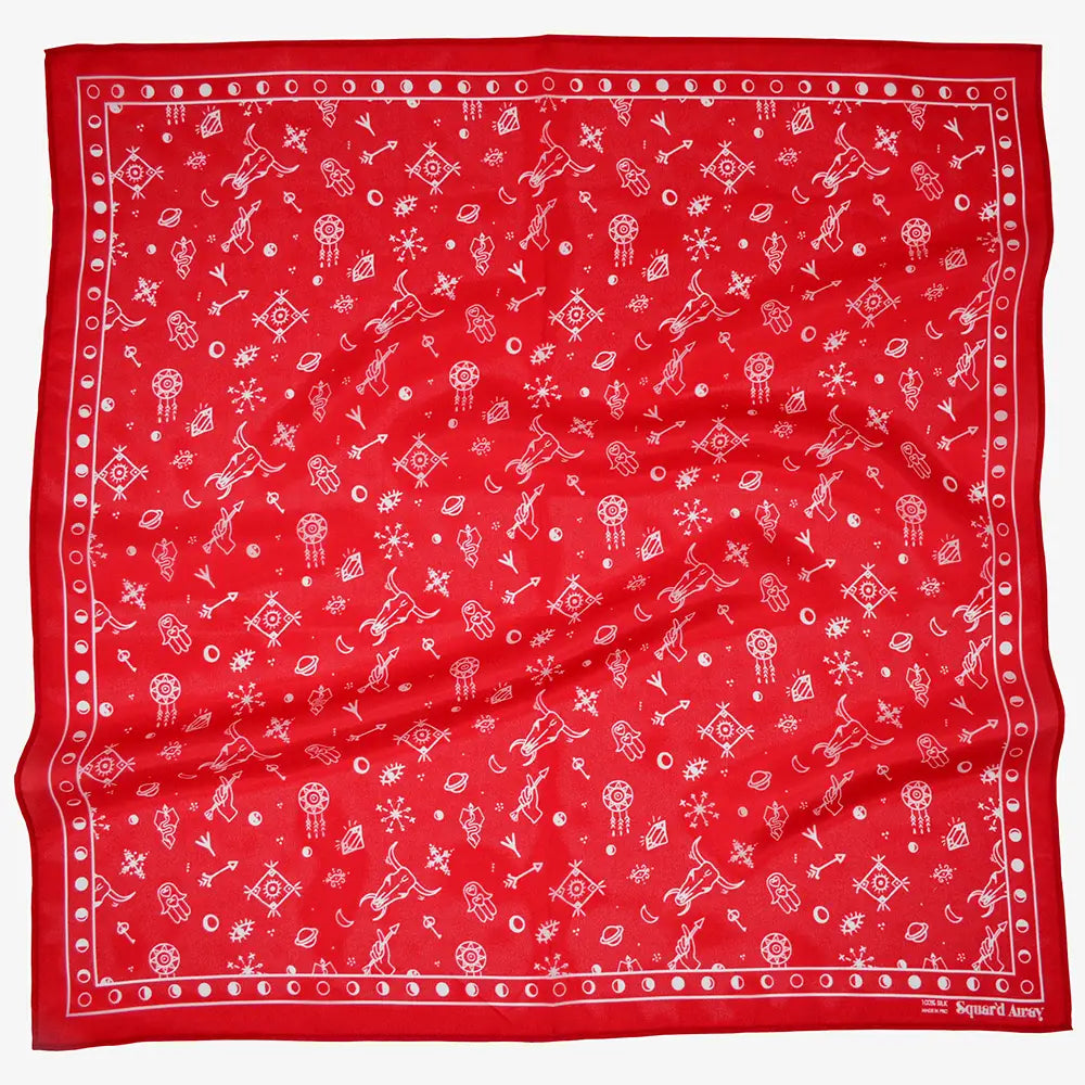 The Amulet Square Scarf - Red/White