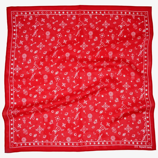 The Amulet Square Scarf - Red/White