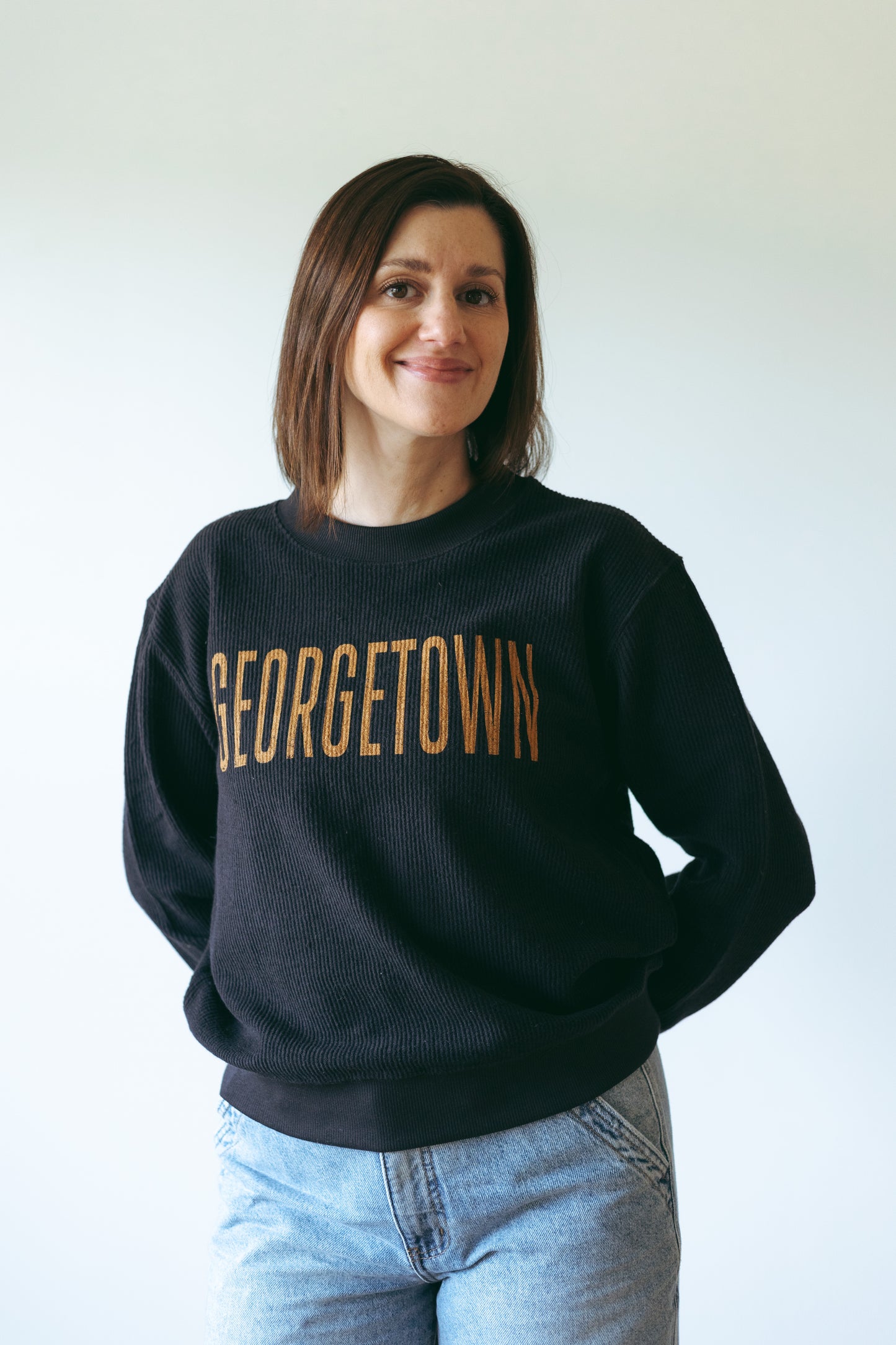 Georgetown Black Ribbed Sweatshirt