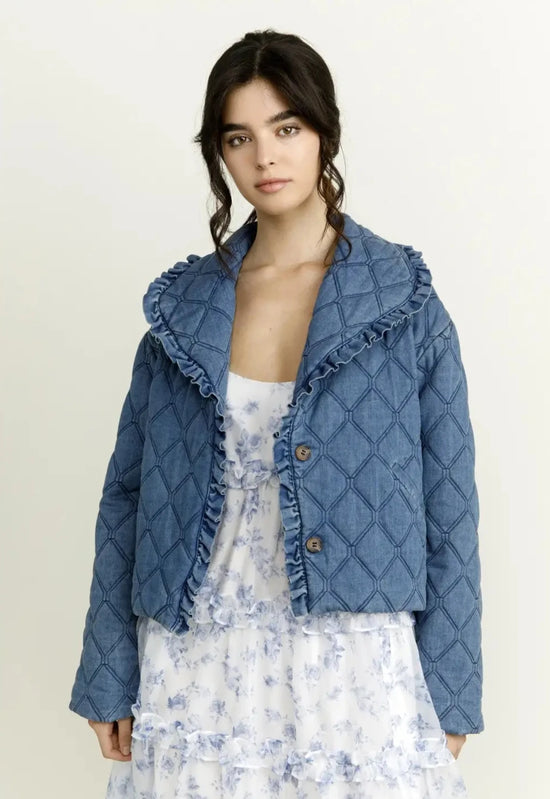 Denim Quilted Puff Jacket