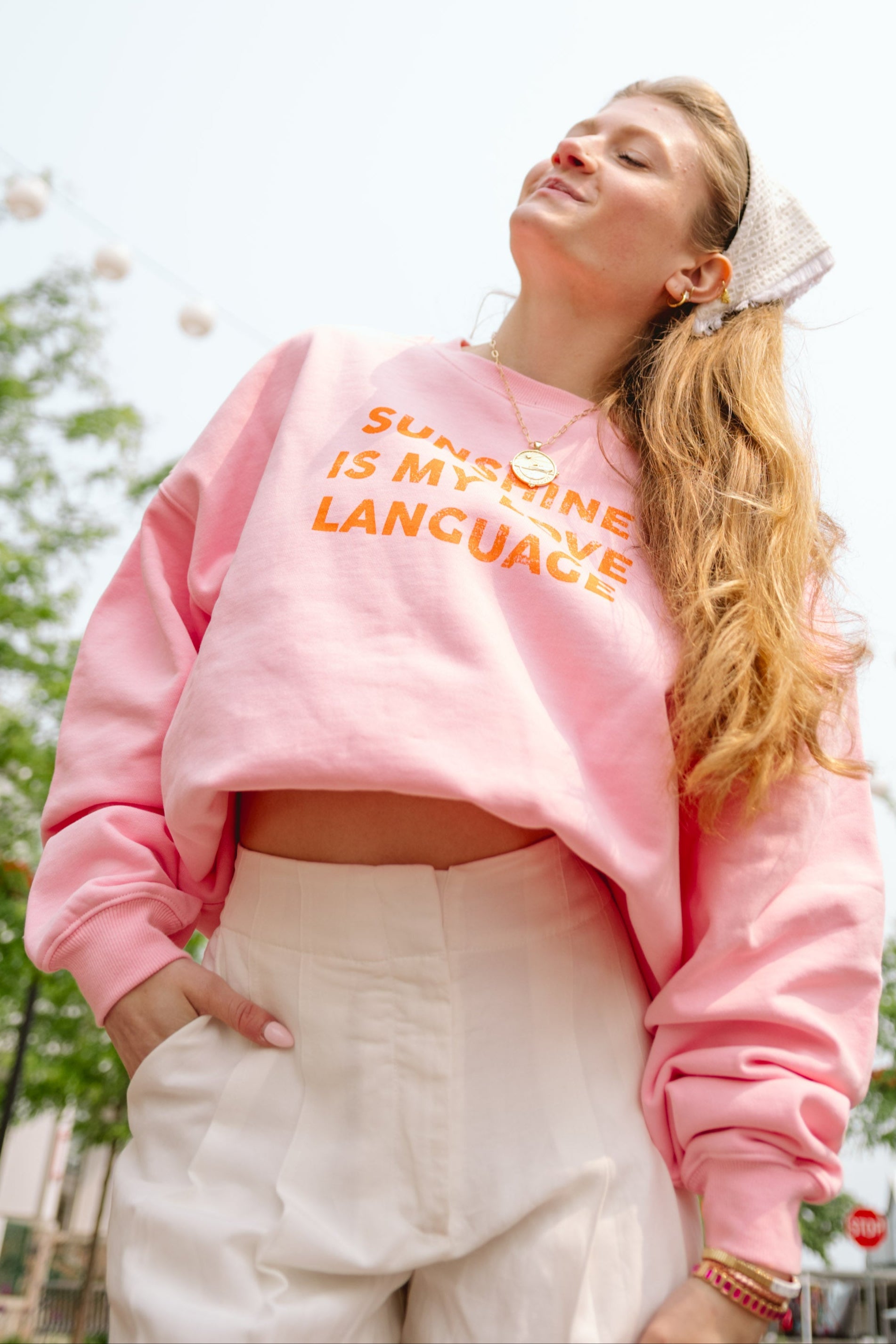 Sunshine is My Love Language, Pink Unisex Sweatshirt