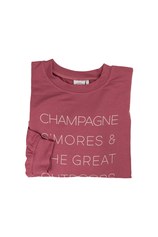 CHAMPAGNE S'MORES AND THE GREAT OUTDOORS FRENCH TERRY LONG SLEEVE