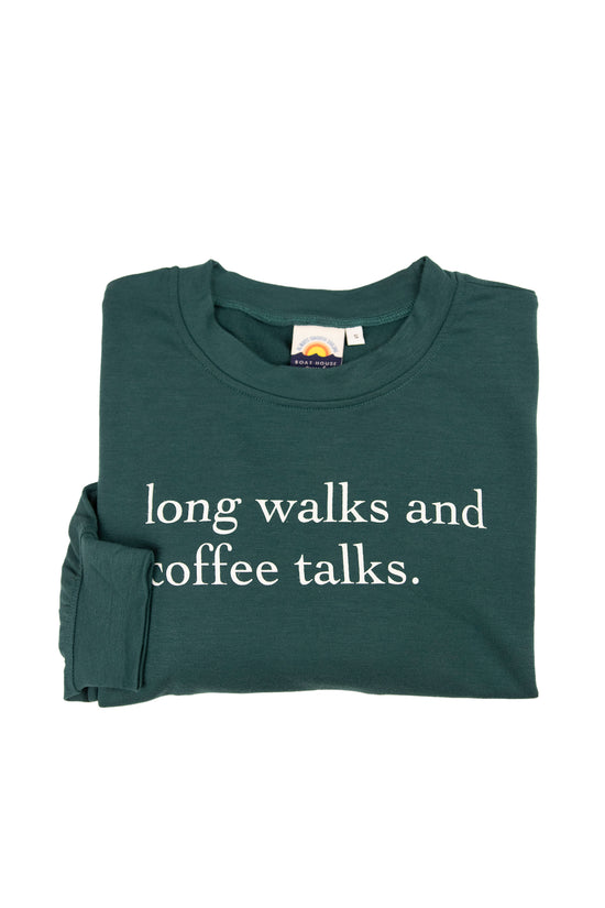 Load image into Gallery viewer, LONG WALKS &amp;amp; COFFEE TALKS FRENCH TERRY LONG SLEEVE
