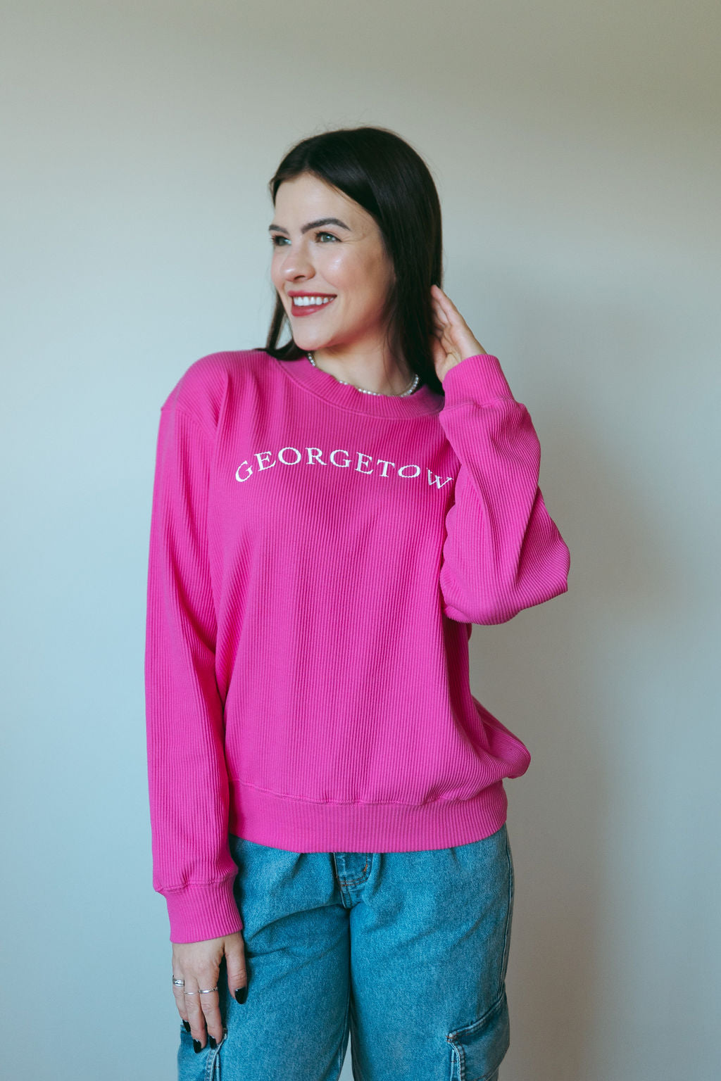 Georgetown Ribbed Sweatshirt, Pink