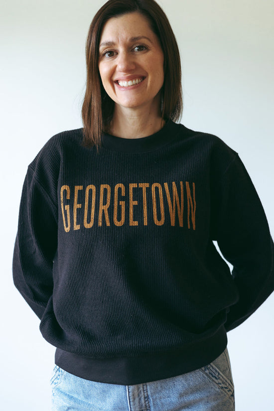 Georgetown Black Ribbed Sweatshirt