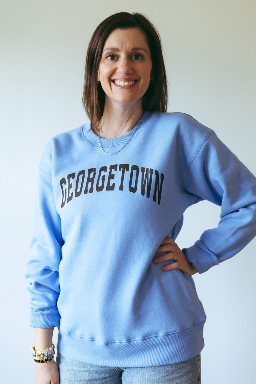 Georgetown Vintage Collegiate Unisex Sweatshirt (Periwinkle)