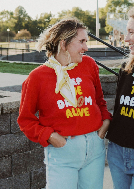 KEEP THE DREAM ALIVE RIBBED SWEATSHIRT RED/GOLD