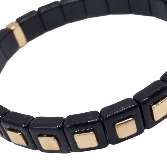 BLACK & GOLD SQUARE TILE BRACELET