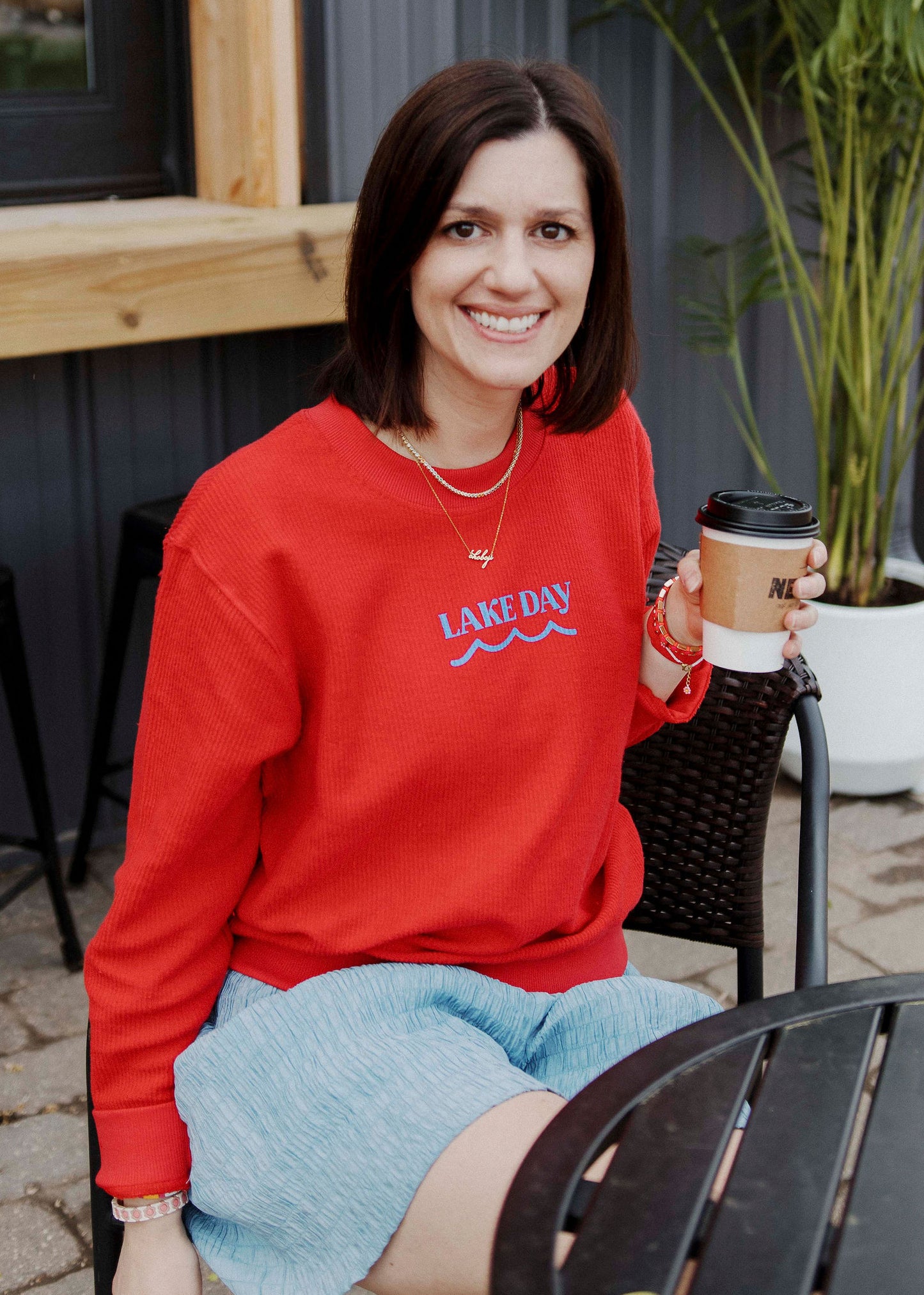Load image into Gallery viewer, LAKE DAY WAVE RIBBED SWEATSHIRT
