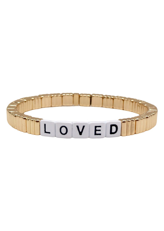 LOVED GOLD TILE BRACELET