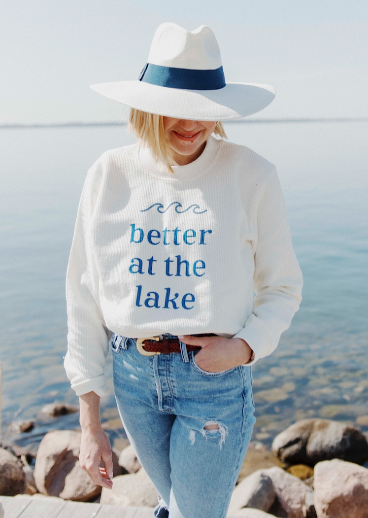 Load image into Gallery viewer, BETTER AT THE LAKE RIBBED SWEATSHIRT
