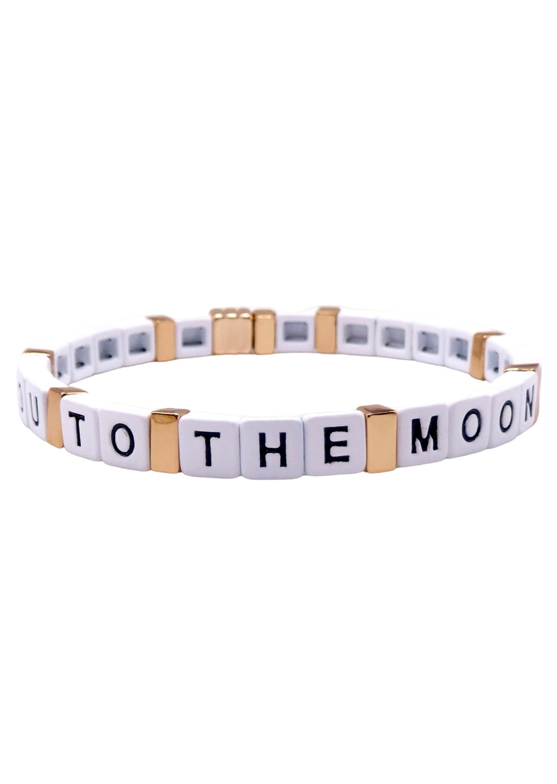 TO THE MOON AND BACK GOLD TILE BRACELET