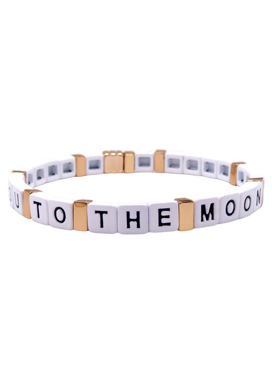 TO THE MOON AND BACK GOLD TILE BRACELET