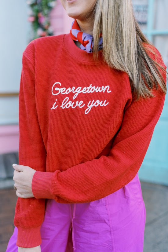 GEORGETOWN I LOVE YOU RIBBED PULLOVER