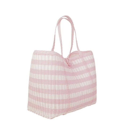 MEDIUM LINED PAPER STRIPE TOTE BABY PINK