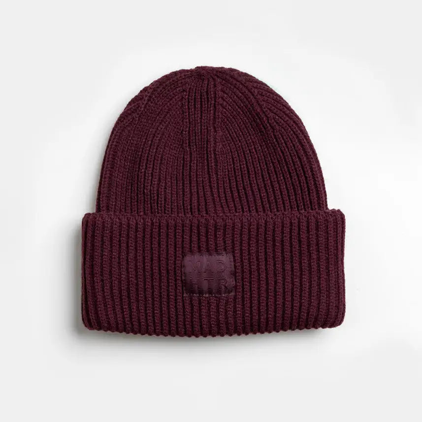 Mad Hatter Ribbed Beanie - Cranberry