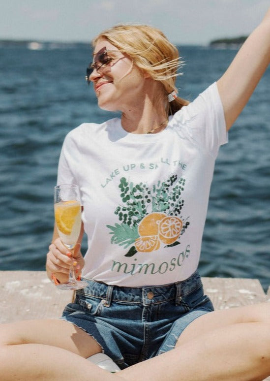 LAKE UP AND SMELL THE MIMOSAS T-SHIRT