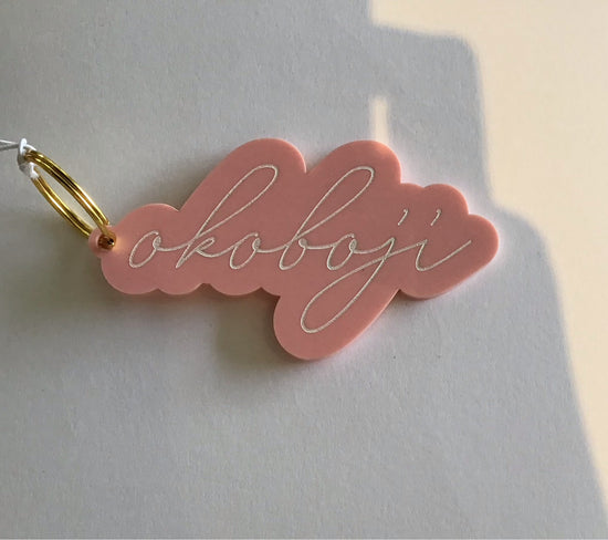 Pink Okoboji keychain