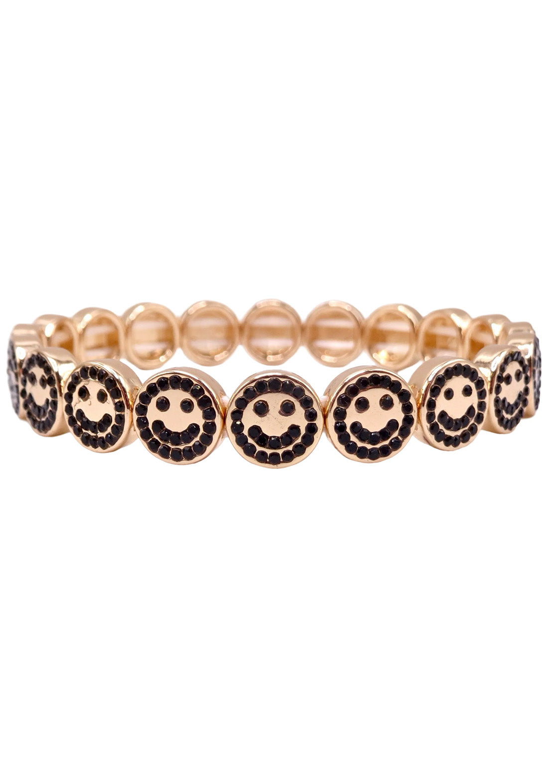 BLACK SMILEY DISC BRACELET