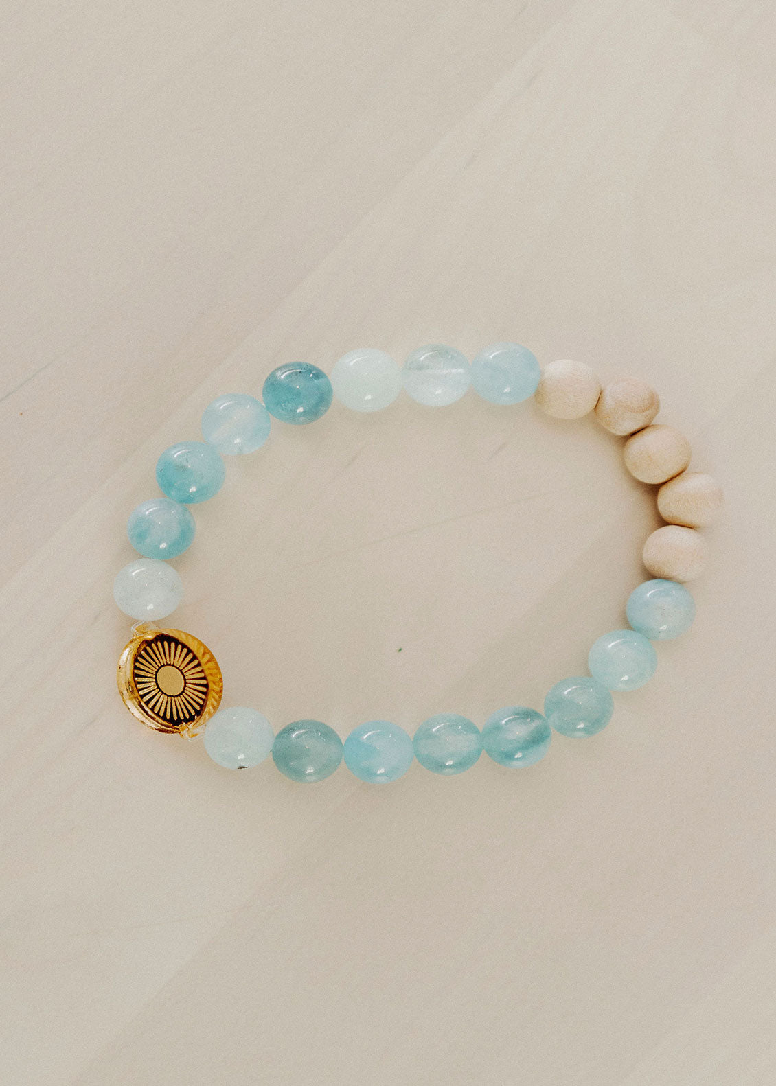 Load image into Gallery viewer, HERE COMES THE SUN AQUAMARINE OIL DIFFUSER BRACELET
