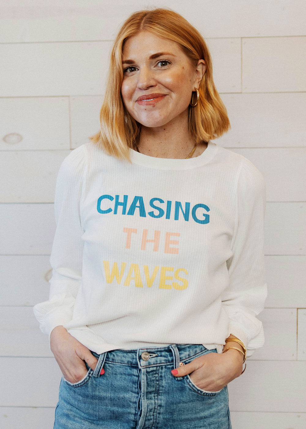 Load image into Gallery viewer, CHASING THE WAVES RIBBED LONG SLEEVE
